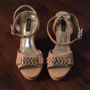 WHBM Beige Espadrille Wedges Size 6.5